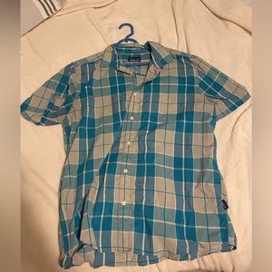 Plaid blue Patagonia button up short sleeve large